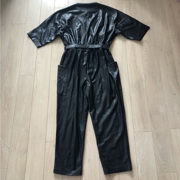 Mango MNG Play Suit Leather Tie Waist Jumpsuit in Black size L - Picture 5 of 16